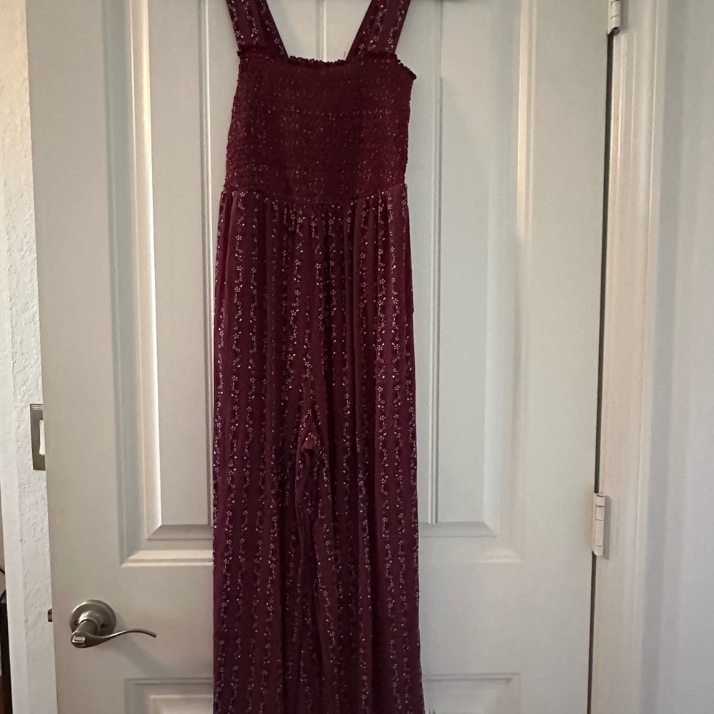 Loft Burgundy Jumpsuit - Wide Leg Sz XS